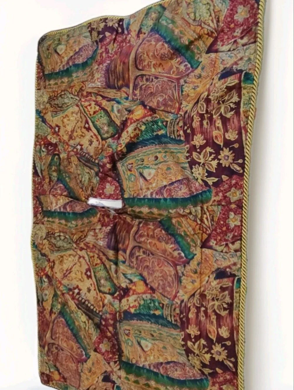 5TH AVE Designs Fabric Hand Made? King Shams Gold Braid Trim Rich Tapestry Color